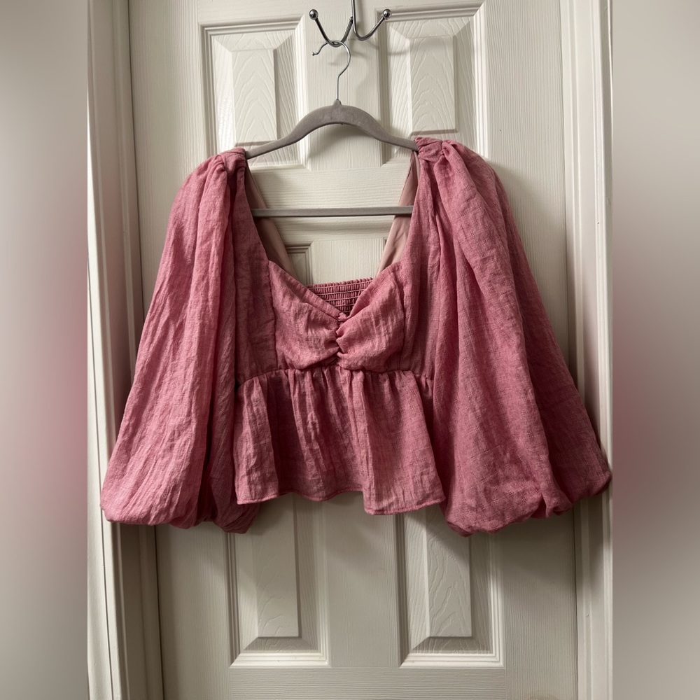 Show Me Your MuMu Pink Puff Sleeve Blouse